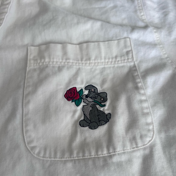 Vintage Disney Store Lady & The Tramp Ivory Button Down Embroidered Shirt Large - Picture 2 of 11